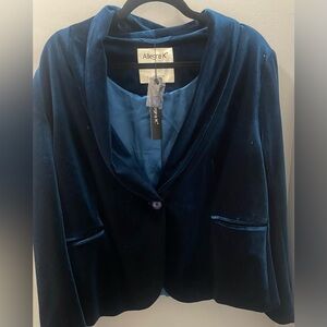 Allegra K Deep Blue Velvet Blazer